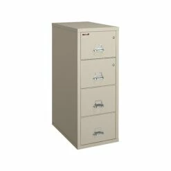 FireKing Classic 4-Drawer Vertical File Cabinet, Fire Resistant, Letter, Beige, 25.06"D (4-1825-CPA)