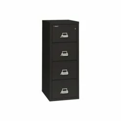 FireKing Classic 4-Drawer Vertical File Cabinet, Fire Resistant, Letter, Black, 25.06"D (4-1825-CBL)