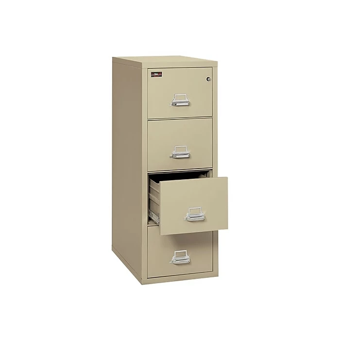FireKing 2 Hour Rated 4-Drawer Vertical File Cabinet, Fire Resistant, Letter, Beige, 31.19"D (4-1956-2PA) 3 FireKing 2 Hour Rated 4-Drawer Vertical File Cabinet, Fire Resistant, Letter, Beige, 31.19"D (4-1956-2PA)