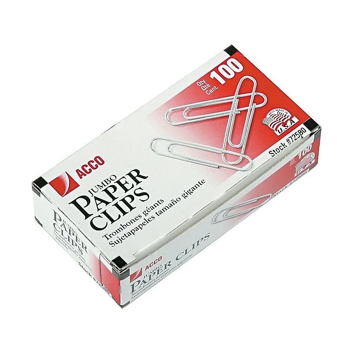 ACCO Economy Paper Clips, Jumbo, Silver, 100/Bx (A7072580) 3 ACCO Economy Paper Clips, Jumbo, Silver, 100/Bx (A7072580)
