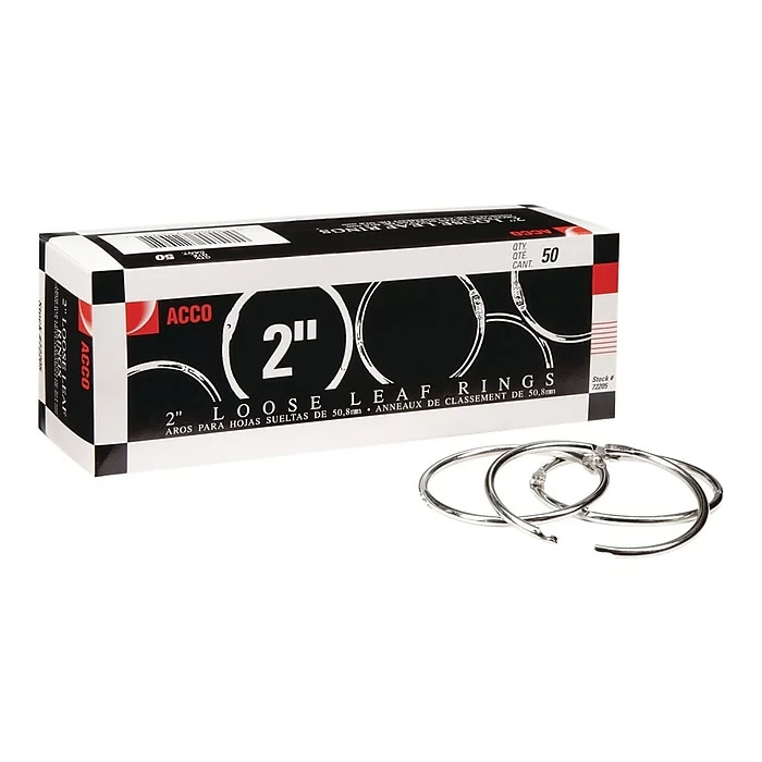 ACCO Book Rings, Silver, 50/Box (A7072205) 3 ACCO Book Rings, Silver, 50/Box (A7072205)