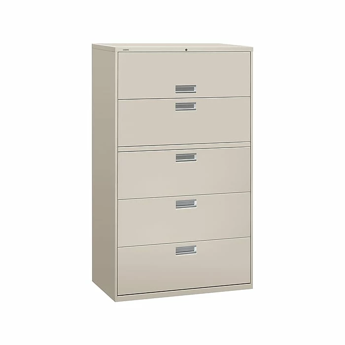 HON Brigade 600 Series 5-Drawer Lateral File Cabinet, Locking, Letter/Legal, Gray, 42"W (H695.L.Q) 3 HON Brigade 600 Series 5-Drawer Lateral File Cabinet, Locking, Letter/Legal, Gray, 42"W (H695.L.Q)