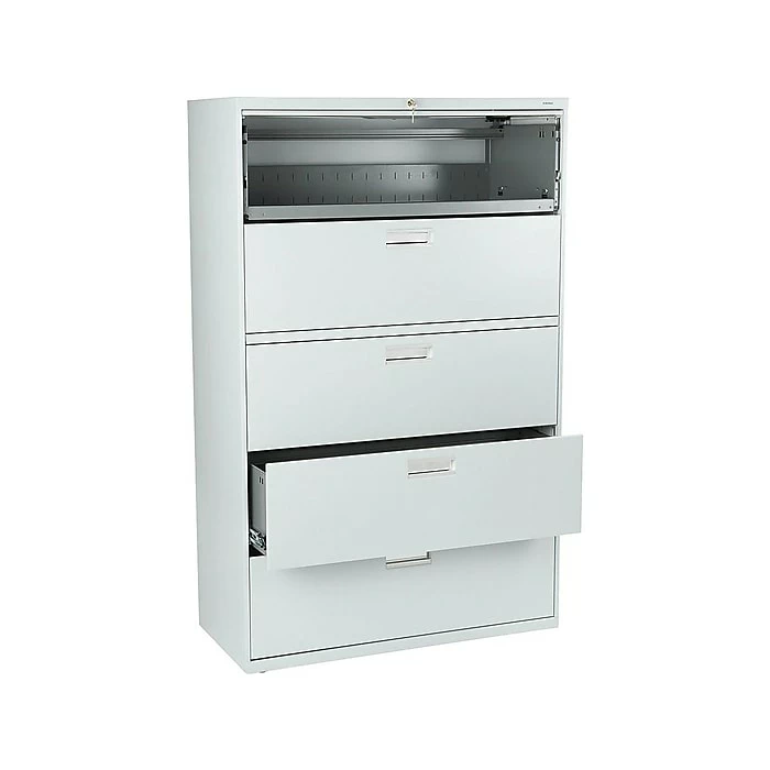 HON Brigade 600 Series 5-Drawer Lateral File Cabinet, Locking, Letter/Legal, Gray, 42"W (H695.L.Q) 5 HON Brigade 600 Series 5-Drawer Lateral File Cabinet, Locking, Letter/Legal, Gray, 42"W (H695.L.Q) - Image 3