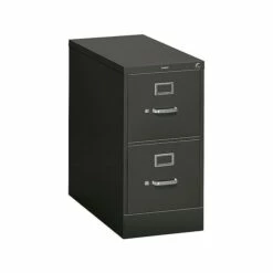 HON 310 Series 2-Drawer Vertical File Cabinet, Locking, Letter, Black, 26.5"D (HON312PP)