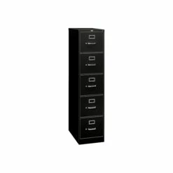 HON 310 Series 5-Drawer Vertical File Cabinet, Locking, Letter, Black, 26.5"D (H315.P.P)