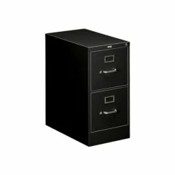HON 510 Series 2-Drawer Vertical File Cabinet, Locking, Letter, Black, 25"D (HON512PP)