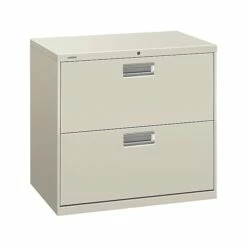 HON Brigade 600 Series 2-Drawer Lateral File Cabinet, Locking, Letter/Legal, Gray, 30"W (H672.L.Q)
