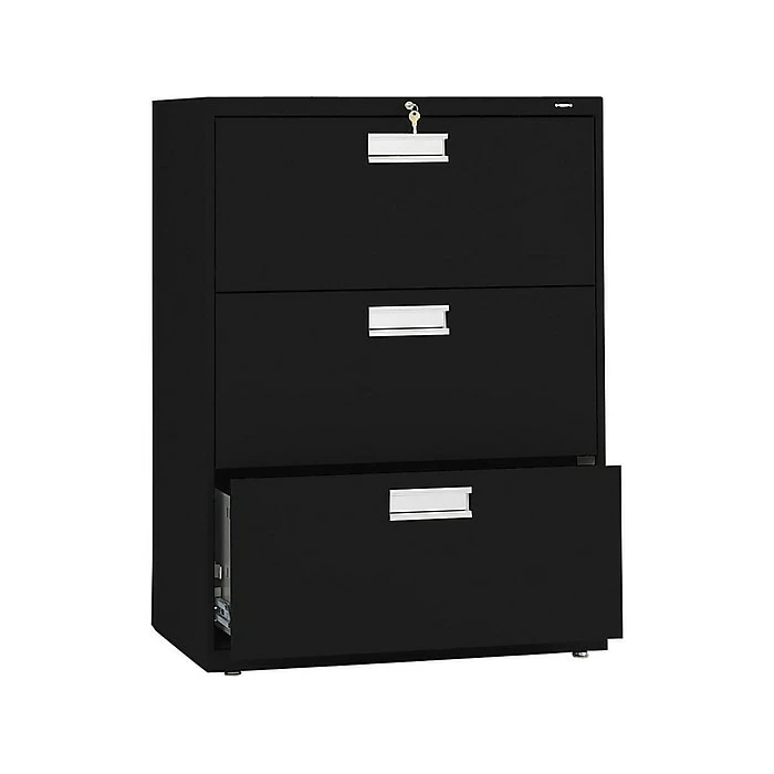 HON Brigade 600 Series 3-Drawer Lateral File Cabinet, Locking, Letter/Legal, Black, 30"W (H673.L.P) 4 HON Brigade 600 Series 3-Drawer Lateral File Cabinet, Locking, Letter/Legal, Black, 30"W (H673.L.P) - Image 2