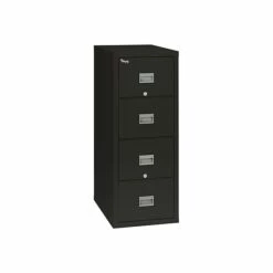 FireKing Patriot 4-Drawer Vertical File Cabinet, Fire Resistant, Letter/Legal, Black, 25"D (4P1825-CBL)