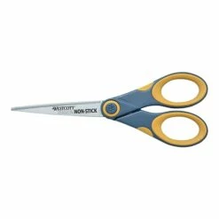 Westcott® Titanium Bonded® Non-Stick 7" Scissors, Pointed Tip, Gray/Yellow (14851)