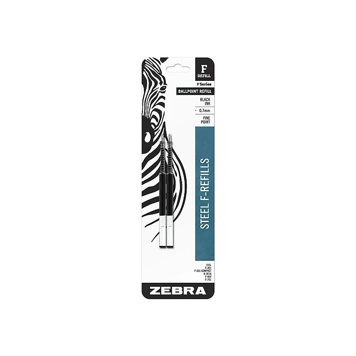 Zebra Steel F-Refill Ballpoint Pen Refill, Fine Tip, Black Ink, 2/Pack (85512) 3 Zebra Steel F-Refill Ballpoint Pen Refill, Fine Tip, Black Ink, 2/Pack (85512)