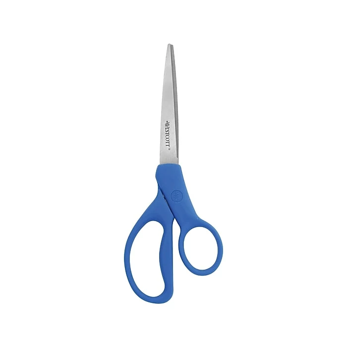 Westcott® All Purpose Preferred® 8" Stainless Steel Scissors, Pointed Tip, Blue (41218) 4 Westcott® All Purpose Preferred® 8" Stainless Steel Scissors, Pointed Tip, Blue (41218) - Image 2