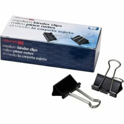 OfficeMate Medium Binder Clips, 1-1/4" Width, Black, 12/Box (99050)