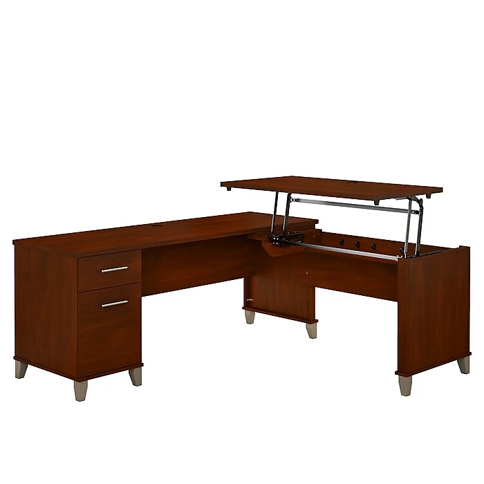 Bush Furniture Somerset 72W 3 Position Sit To Stand L Shaped Desk, Hansen Cherry (SET014HC) 3 Bush Furniture Somerset 72W 3 Position Sit To Stand L Shaped Desk, Hansen Cherry (SET014HC)