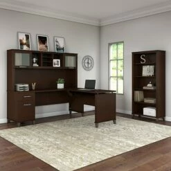 Bush Furniture Somerset 72W 3 Position Sit To Stand L Shaped Desk With Hutch And Bookcase, Mocha Cherry (SET017MR) -STAPLES Sales sp45060332 sc7