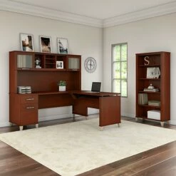 Bush Furniture Somerset 72W 3 Position Sit To Stand L Shaped Desk With Hutch And Bookcase, Hansen Cherry (SET017HC) 15 Bush Furniture Somerset 72W 3 Position Sit To Stand L Shaped Desk With Hutch And Bookcase, Hansen Cherry (SET017HC) -STAPLES Sales sp45060379 sc7