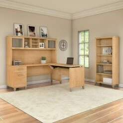 Bush Furniture Somerset 72W 3 Position Sit To Stand L Shaped Desk With Hutch And Bookcase, Maple Cross (SET017MC) 15 Bush Furniture Somerset 72W 3 Position Sit To Stand L Shaped Desk With Hutch And Bookcase, Maple Cross (SET017MC) -STAPLES Sales sp45060389 sc7