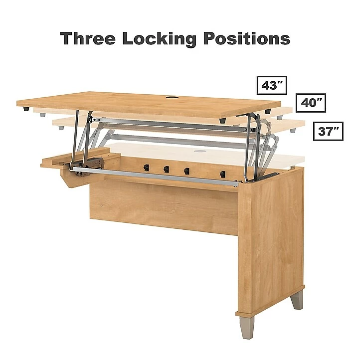 Bush Furniture Somerset 72W 3 Position Sit To Stand L Shaped Desk With Hutch And File Cabinet, Maple Cross (SET016MC) 5 Bush Furniture Somerset 72W 3 Position Sit To Stand L Shaped Desk With Hutch And File Cabinet, Maple Cross (SET016MC) - Image 3