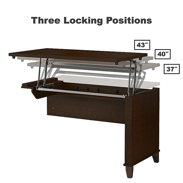 Bush Furniture Somerset 72W 3 Position Sit To Stand L Shaped Desk With Hutch And File Cabinet, Mocha Cherry (SET016MR) 5 Bush Furniture Somerset 72W 3 Position Sit To Stand L Shaped Desk With Hutch And File Cabinet, Mocha Cherry (SET016MR) - Image 3