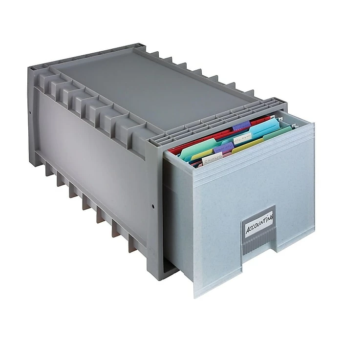 Storex Drawer Stackable Storage, Gray (61101U01C) 3 Storex Drawer Stackable Storage, Gray (61101U01C)