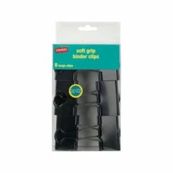 Staples Soft Grip 2" Binder Clips, Large, Black, 6/Pack (13726)