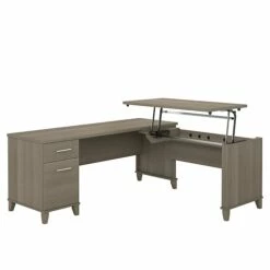 Bush Furniture Somerset 72W 3 Position Sit To Stand L Shaped Desk, Ash Gray (SET014AG)