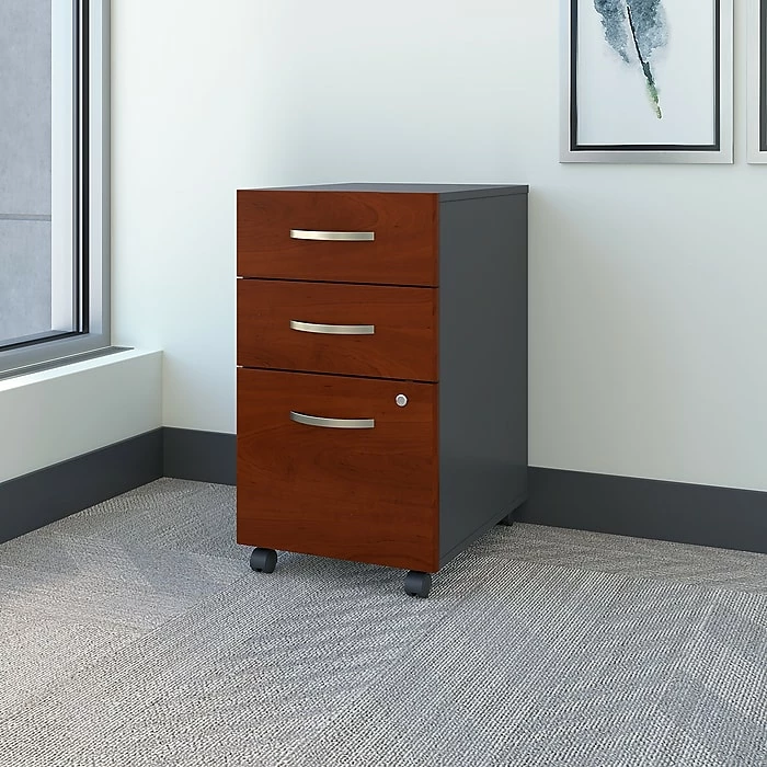 Bush Business Furniture Westfield 3 Drawer Mobile File Cabinet, Hansen Cherry/Graphite Gray (WC24453SU) 4 Bush Business Furniture Westfield 3 Drawer Mobile File Cabinet, Hansen Cherry/Graphite Gray (WC24453SU) - Image 2