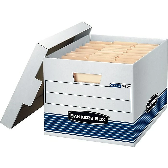 Bankers Box Stor/File™ Medium-Duty FastFold File Storage Boxes, Lift-Off Lid, Letter/Legal Size, White/Blue, 12/Carton (00789) 10 Bankers Box Stor/File™ Medium-Duty FastFold File Storage Boxes, Lift-Off Lid, Letter/Legal Size, White/Blue, 12/Carton (00789) - Image 8