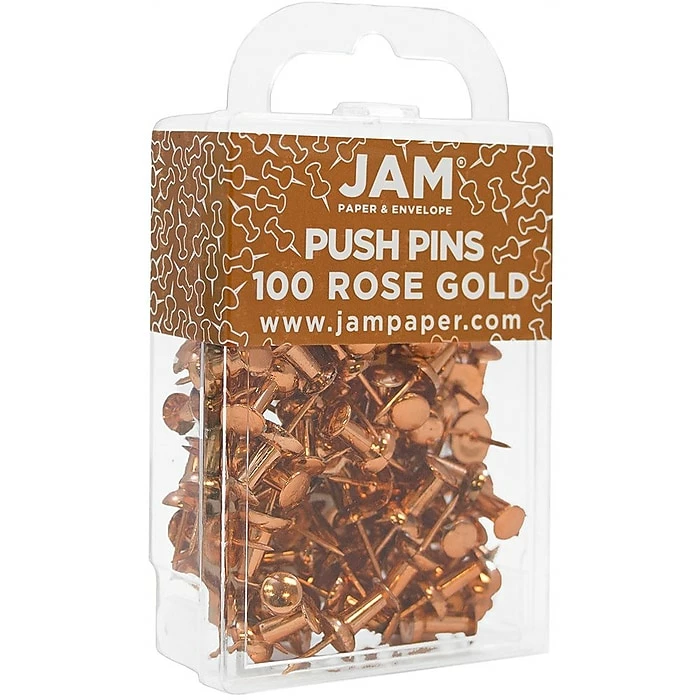 JAM Paper Pushpins, Rose Gold, 2 Packs Of 100 (22432063A) 4 JAM Paper Pushpins, Rose Gold, 2 Packs Of 100 (22432063A) - Image 2