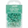 JAM Paper Push Pins, Teal, 2 Packs Of 100 (22432067A) 2 JAM Paper Push Pins, Teal, 2 Packs Of 100 (22432067A) -STAPLES Sales sp4797884 sc7