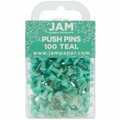 JAM Paper Push Pins, Teal, 2 Packs Of 100 (22432067A)