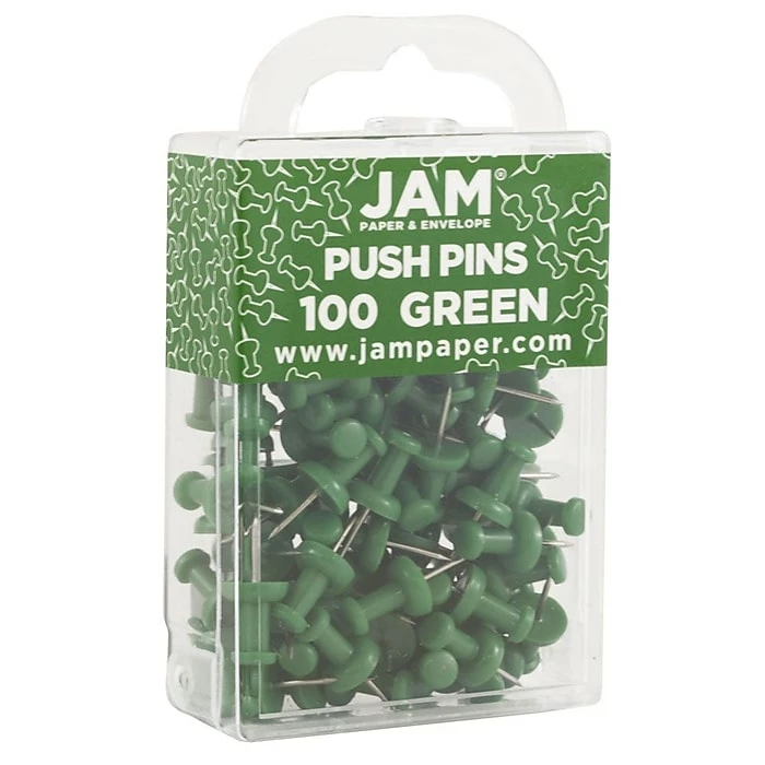 JAM Paper Push Pins, Green, 2 Packs Of 100 (2242954A) 4 JAM Paper Push Pins, Green, 2 Packs Of 100 (2242954A) - Image 2