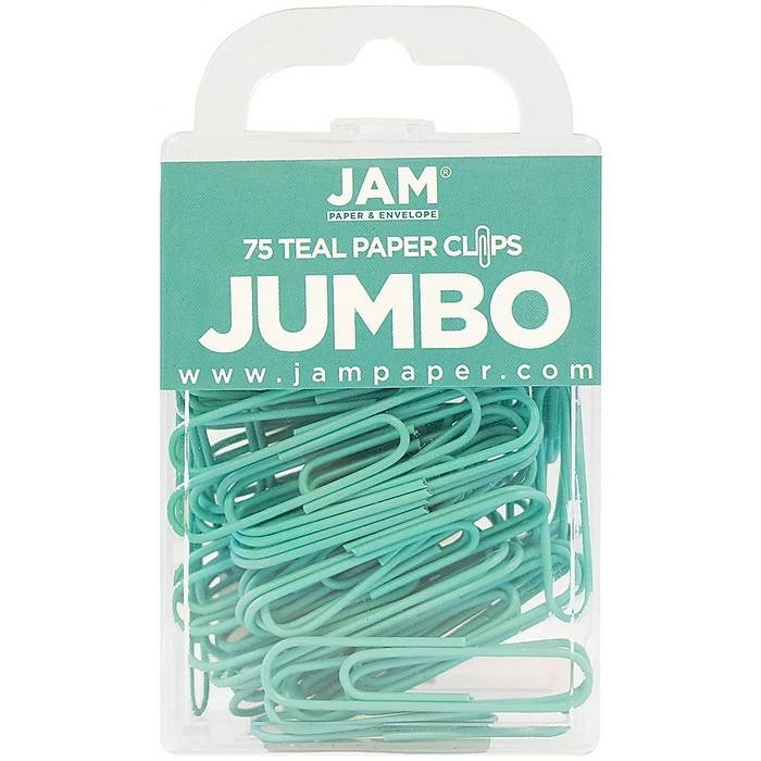 JAM Paper® Colored Jumbo Paper Clips, Large 2 Inch, Teal Paperclips, 2 Packs Of 75 (21832065a) 4 JAM Paper® Colored Jumbo Paper Clips, Large 2 Inch, Teal Paperclips, 2 Packs Of 75 (21832065a) - Image 2