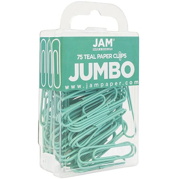 JAM Paper® Colored Jumbo Paper Clips, Large 2 Inch, Teal Paperclips, 2 Packs Of 75 (21832065a) 5 JAM Paper® Colored Jumbo Paper Clips, Large 2 Inch, Teal Paperclips, 2 Packs Of 75 (21832065a) - Image 3