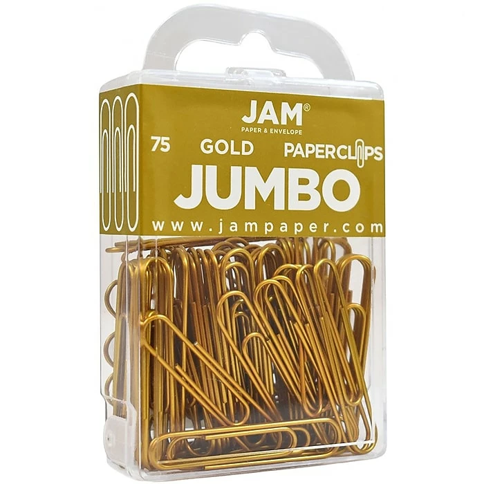 JAM Paper Jumbo Paper Clip, Gold, 75/pack (21832060) 4 JAM Paper Jumbo Paper Clip, Gold, 75/pack (21832060) - Image 2