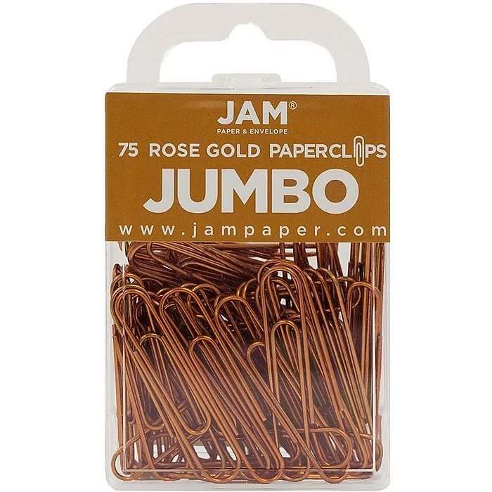 JAM Paper® Colored Jumbo Paper Clips, Large 2 Inch, Rose Gold Paperclips, 2 Packs Of 75 (21832059a) 4 JAM Paper® Colored Jumbo Paper Clips, Large 2 Inch, Rose Gold Paperclips, 2 Packs Of 75 (21832059a) - Image 2