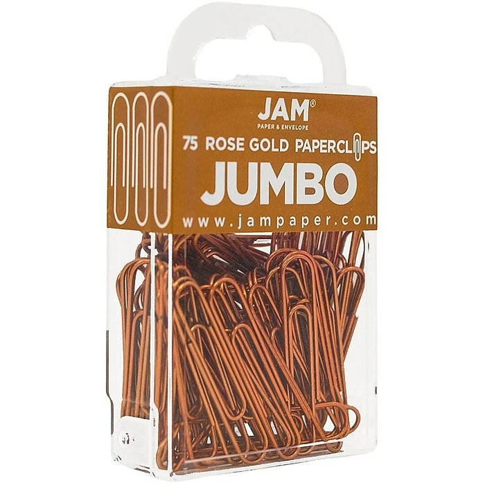 JAM Paper® Colored Jumbo Paper Clips, Large 2 Inch, Rose Gold Paperclips, 2 Packs Of 75 (21832059a) 5 JAM Paper® Colored Jumbo Paper Clips, Large 2 Inch, Rose Gold Paperclips, 2 Packs Of 75 (21832059a) - Image 3