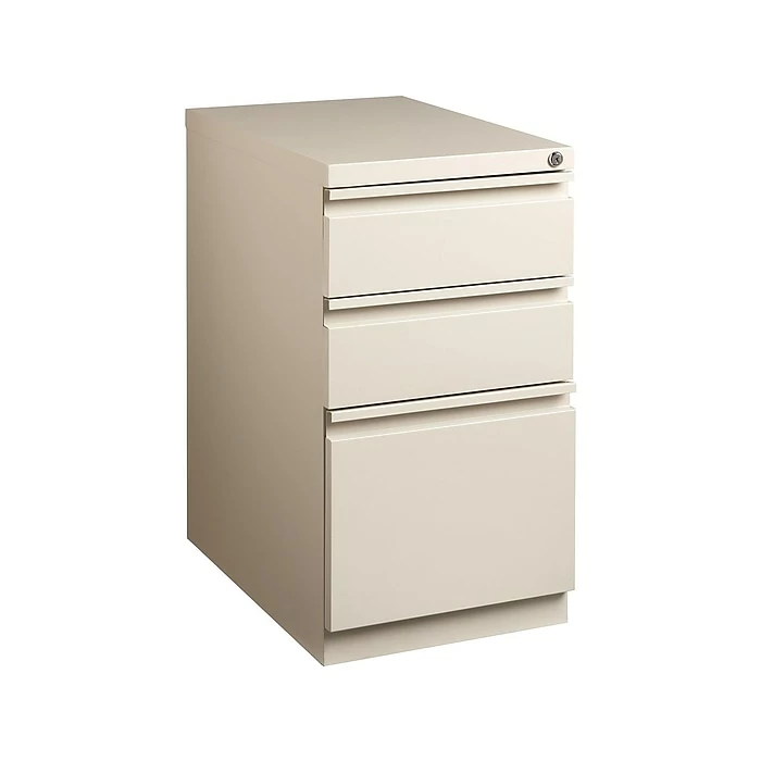 Staples 3-Drawer Vertical File Cabinet, Mobile/Pedestal, Letter, Putty, 20"D (24871D) 3 Staples 3-Drawer Vertical File Cabinet, Mobile/Pedestal, Letter, Putty, 20"D (24871D)