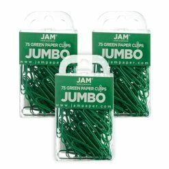 JAM Paper Jumbo Paper Clip, Green, 3 Packs Of 75(42186878B)