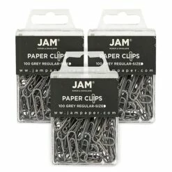 JAM Paper Small Paper Clips, Grey, 3 Packs Of 100 (21830626B)