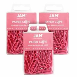 JAM Paper Small Paper Clips, Pink, 3 Packs Of 100 (42186872B)