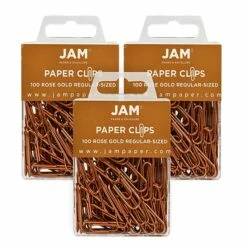 JAM Paper Small Paper Clips, Rose Gold, 3 Packs Of 100 (21832057B)