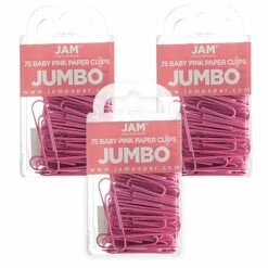 JAM Paper Jumbo Paper Clips, Pink, 3/Pack (42186873B)