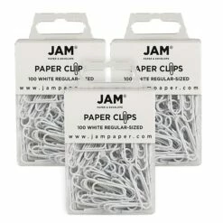 JAM Paper Small Paper Clips, White,3 Packs Of 100 (2183755B)