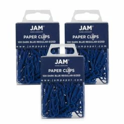 JAM Paper Small Paper Clips, Dark Blue, 3 Packs Of 100 (42186868B)