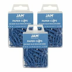 JAM Paper Small Paper Clips, Baby Blue, 3 Packs Of 100 (221819033B)
