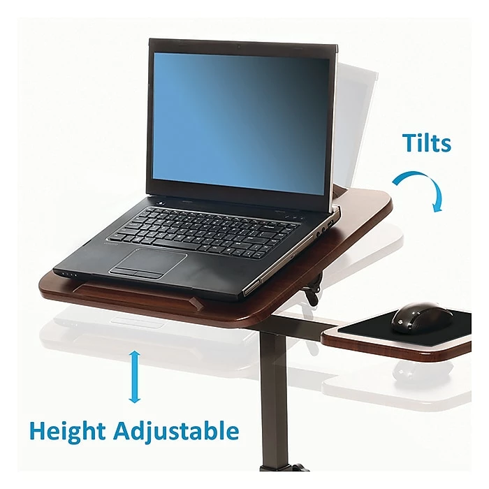 Seville Classics Airlift 40"H Tilting Sit-Stand Computer Desk Cart With Mouse Pad Table, Walnut (WEB234) 7 Seville Classics Airlift 40"H Tilting Sit-Stand Computer Desk Cart With Mouse Pad Table, Walnut (WEB234) - Image 5