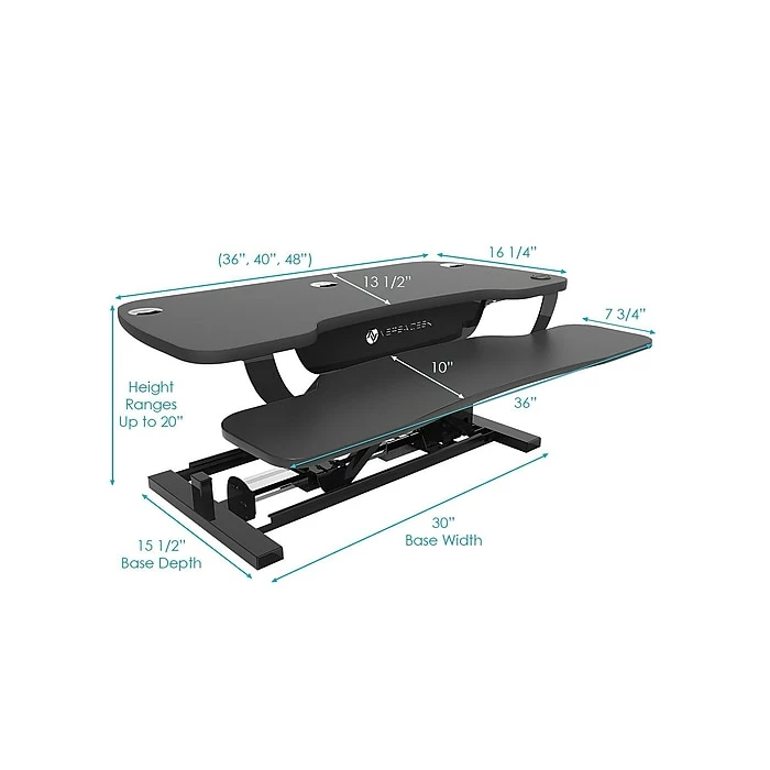 Versa Tables VersaDesk PowerPro 36"W Adjustable Riser, Black (SP7643624-00-B) 8 Versa Tables VersaDesk PowerPro 36"W Adjustable Riser, Black (SP7643624-00-B) - Image 6