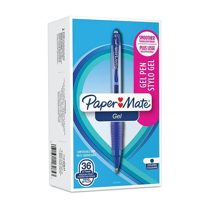 Paper Mate Gel Pen, Medium Point, Blue Ink, 36/Pack (2083005) 3 Paper Mate Gel Pen, Medium Point, Blue Ink, 36/Pack (2083005)