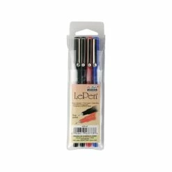 LePen Felt Pens, Fine Point, Assorted Ink, 4/Pack (4300_4C)